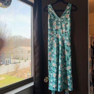 Ann Taylor Factory Teal and White Floral Midi Dress